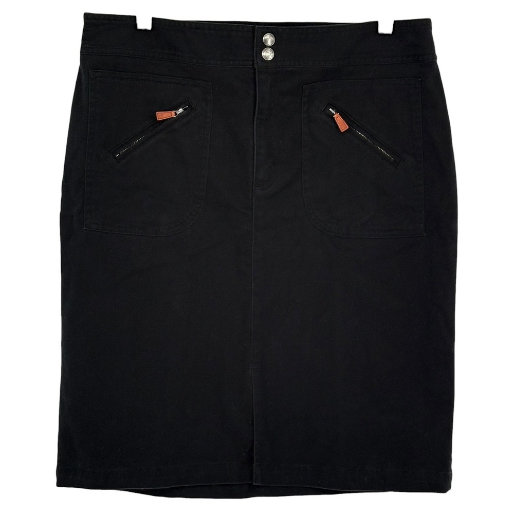 Lauren Ralph Lauren Pencil Skirt Black Utility Zip Pockets 12